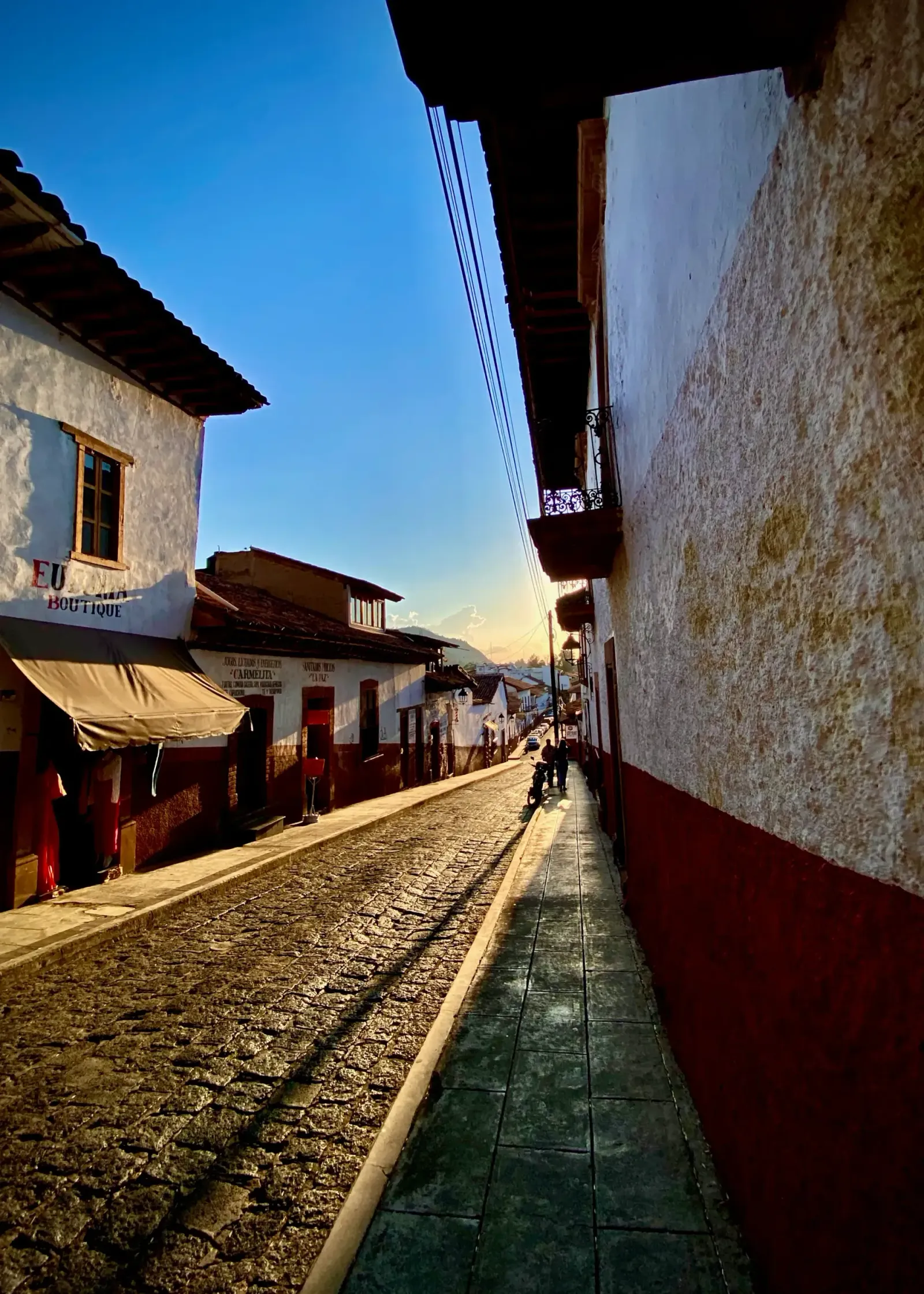 Cobblestone Street at Golden Hour